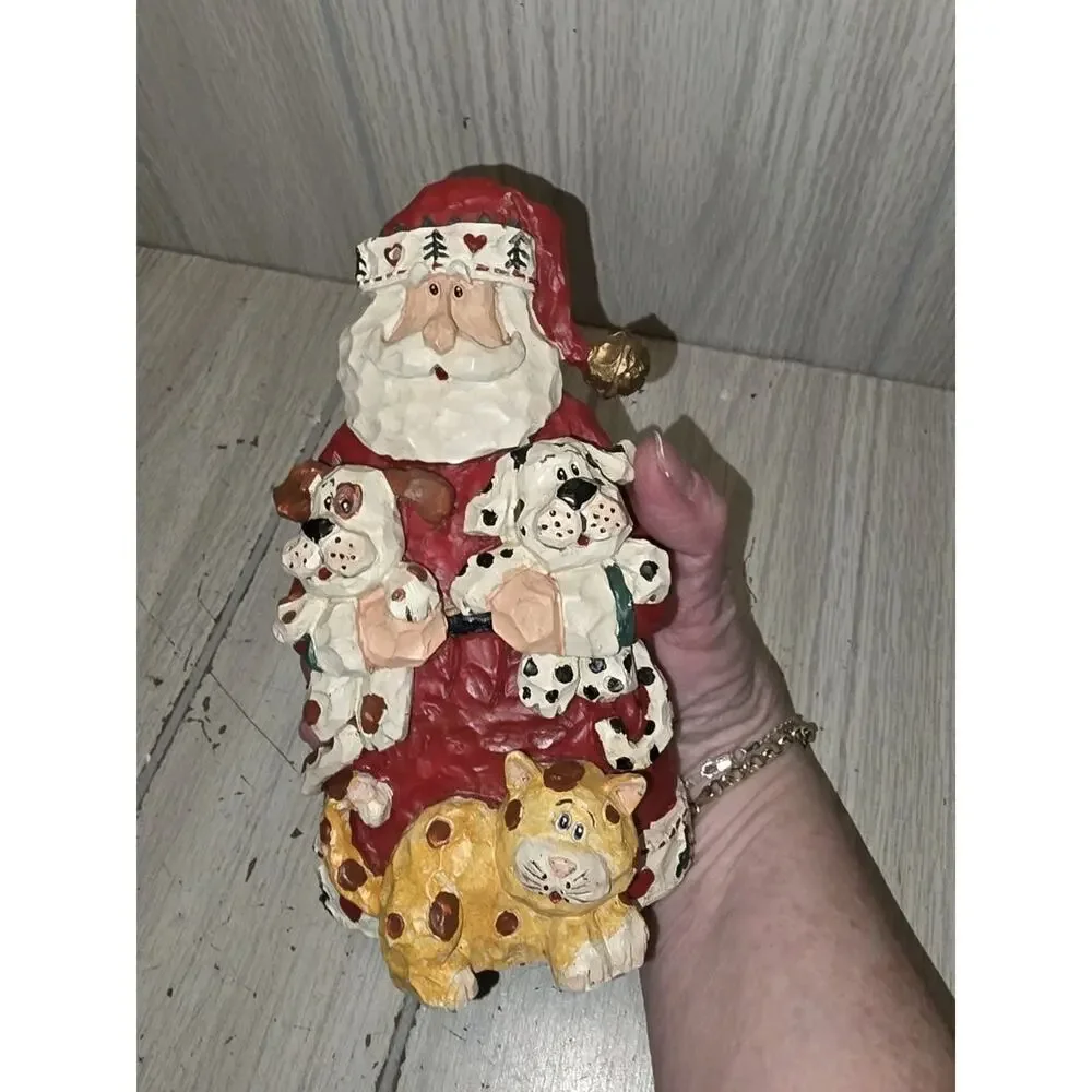 Vintage Santa Claus Puppy Love Figurine Dalmatian Beagle Kitty Cat Home Interior